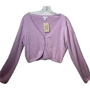 F. Sundance Sweater M Purple Shrug Cardigan Long Sleeve V Neck NWT $138